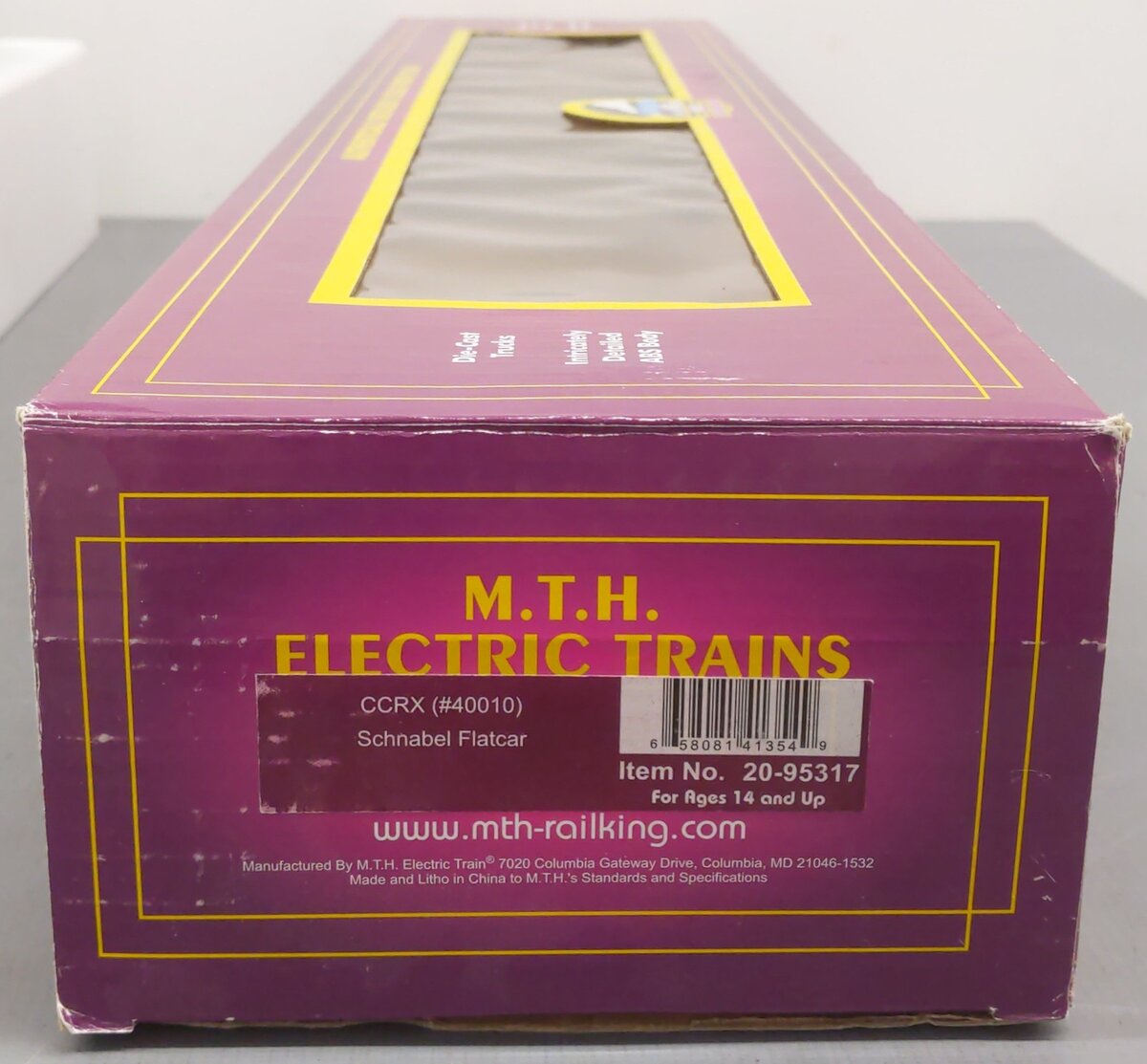 MTH 20-95317 O Scale CCRX Schnabel Rolling Stock Flatcar #40010 EX/Box