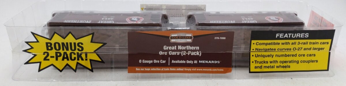 Menards 279-7098 O Gauge Great Northern Ore Car 2-Pack EX/Box