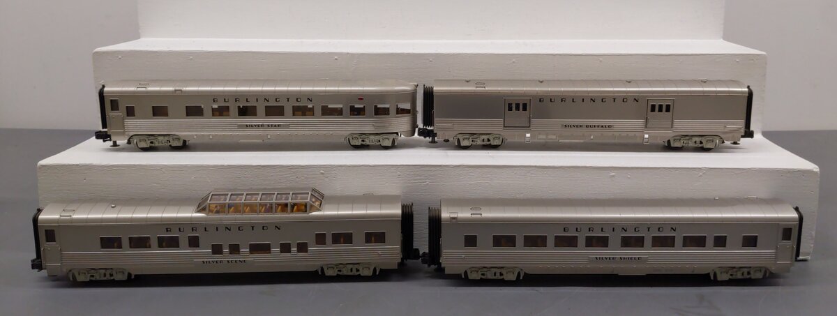 MTH 30-68225 O Gauge Burlington 4-Car 60' Streamlined Passenger Set EX/Box