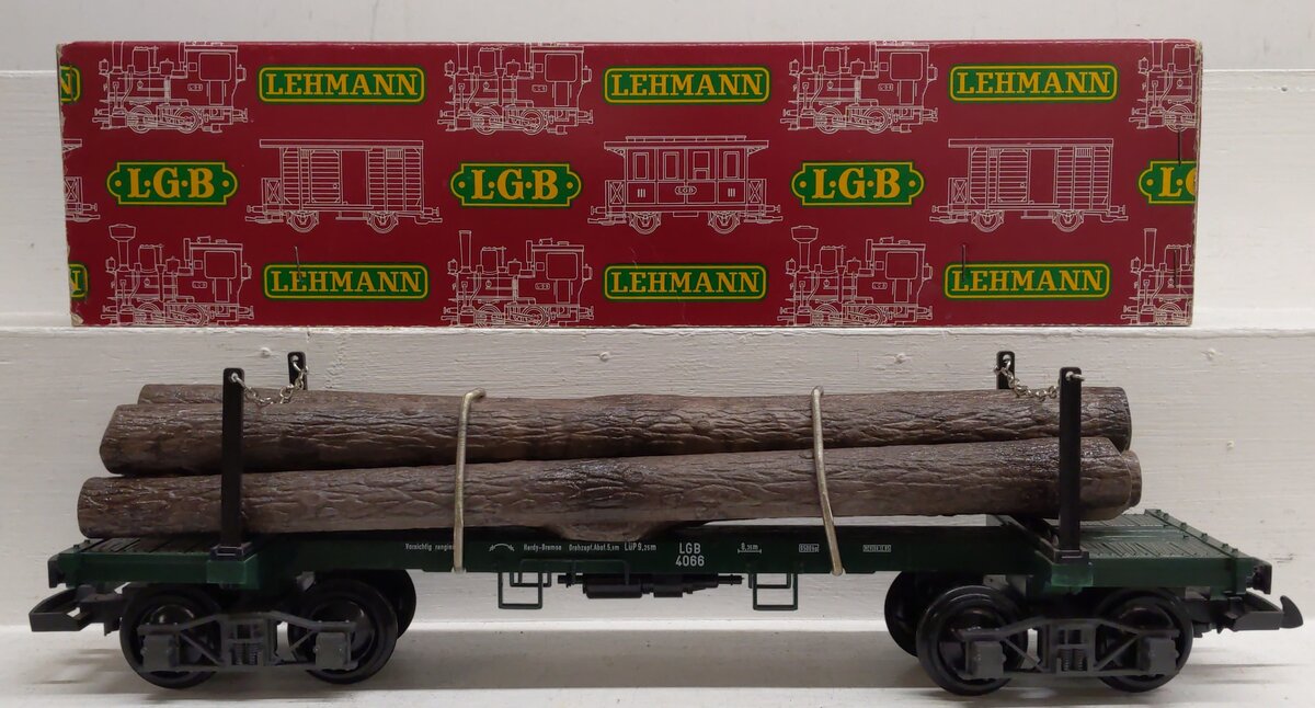 LGB 4066 G Scale Green Flatcar with Log Load #4066 LN/Box
