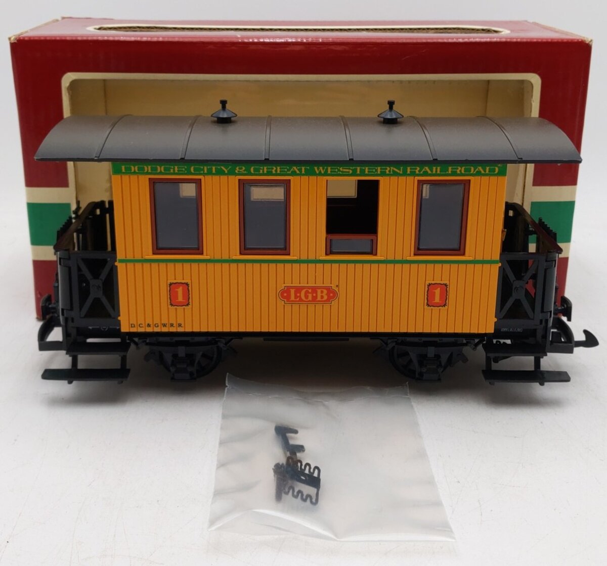 LGB 3006 G Scale Dodge City & Great Western Short Yellow Passenger Car EX/Box