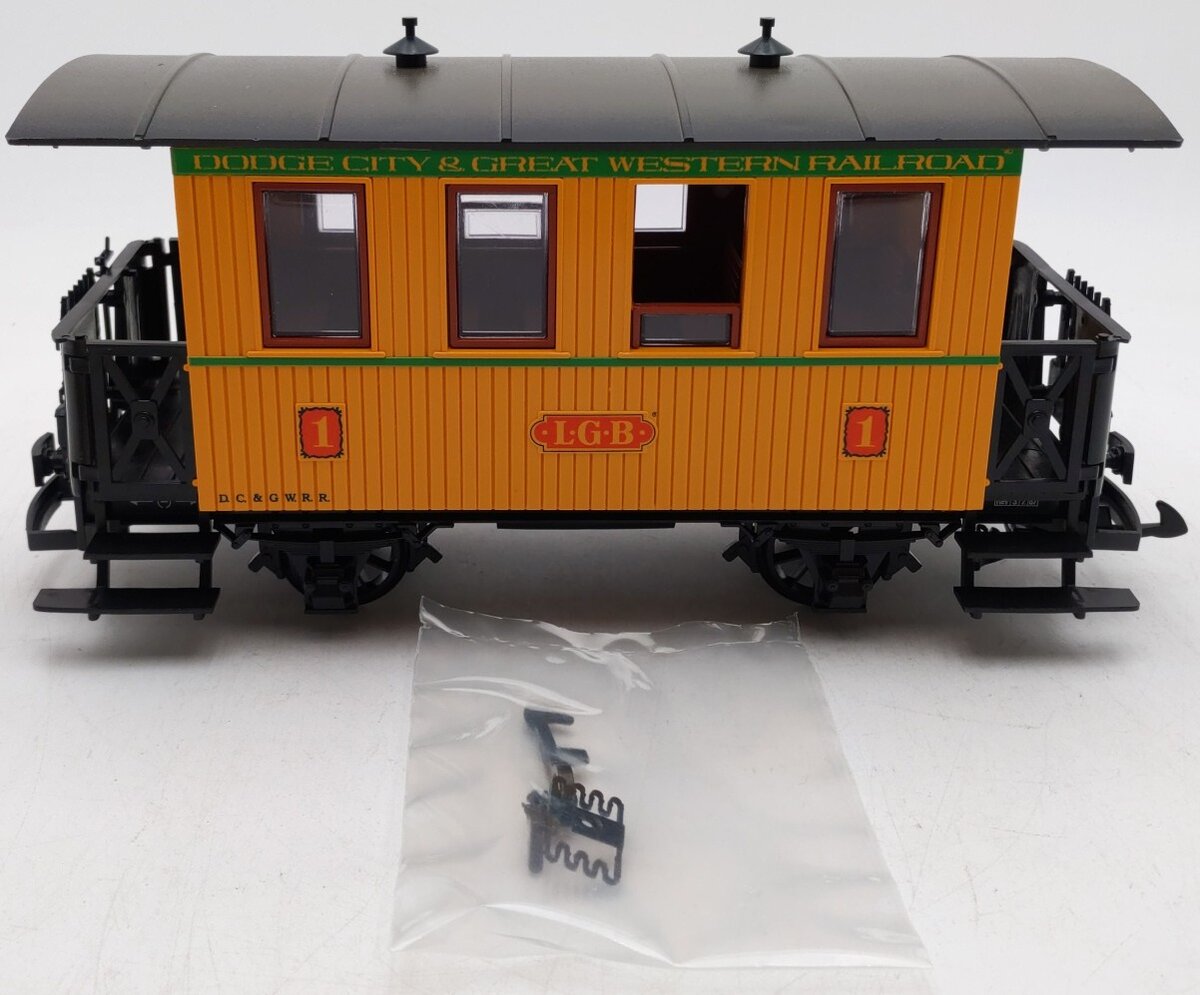 LGB 3006 G Scale Dodge City & Great Western Short Yellow Passenger Car EX/Box