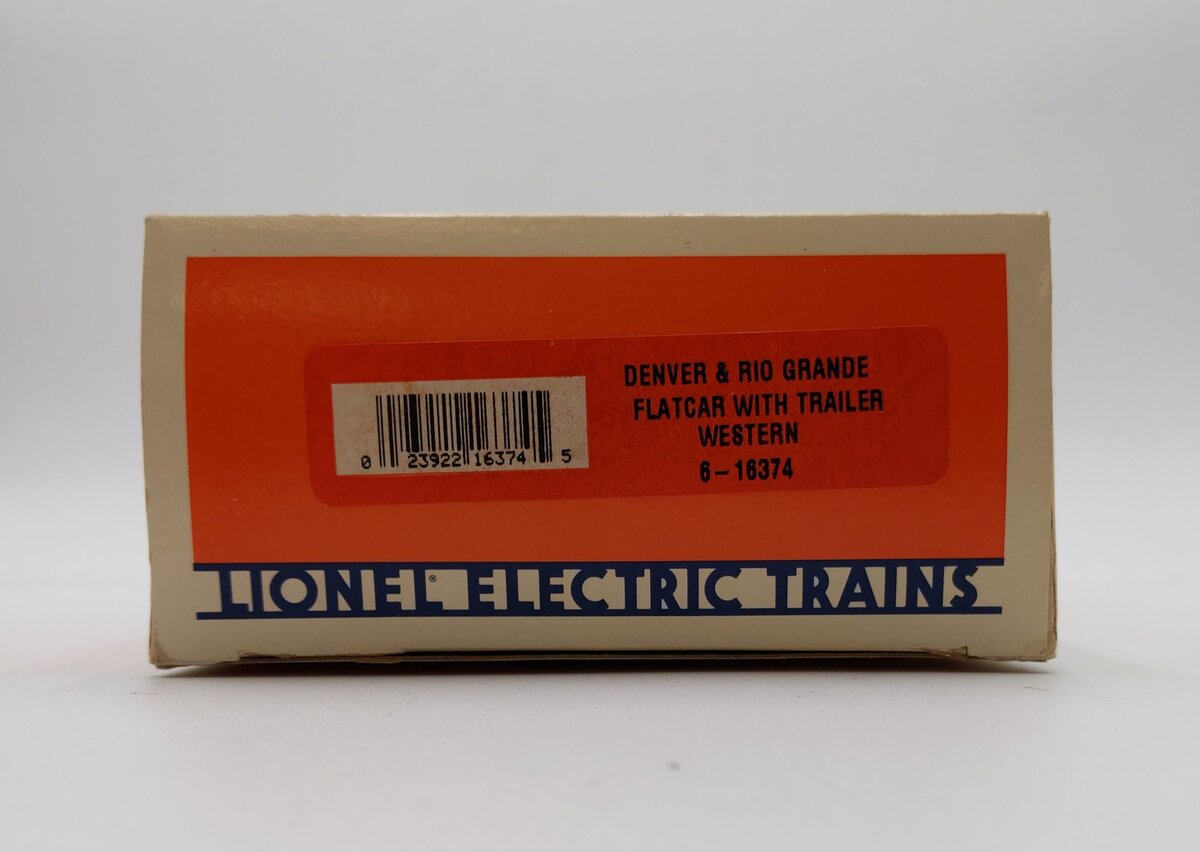 Lionel 6-16374 O Gauge Denver & Rio Grande Western Flatcar with Trailer EX/Box