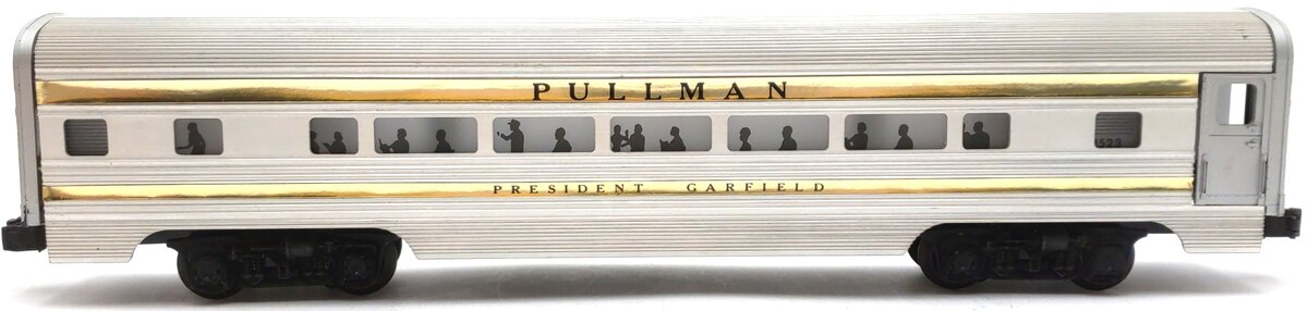 Lionel 2523 Vintage O President Garfield Gold Stripe Aluminum Pullman Car VG/Box