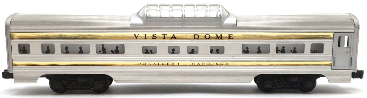 Lionel 2522 Vintage O President Harrison Gold Strip Aluminum Vista Dome Car VG/Box