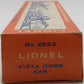 Lionel 2522 Vintage O President Harrison Gold Strip Aluminum Vista Dome Car VG/Box