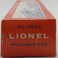 Lionel 2523 Vintage O President Garfield Gold Stripe Aluminum Pullman Car VG/Box