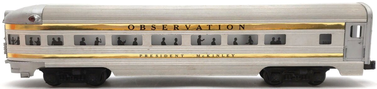Lionel 2521 Vintage O President McKinley Gold Stripe Aluminum Observation Car VG/Box