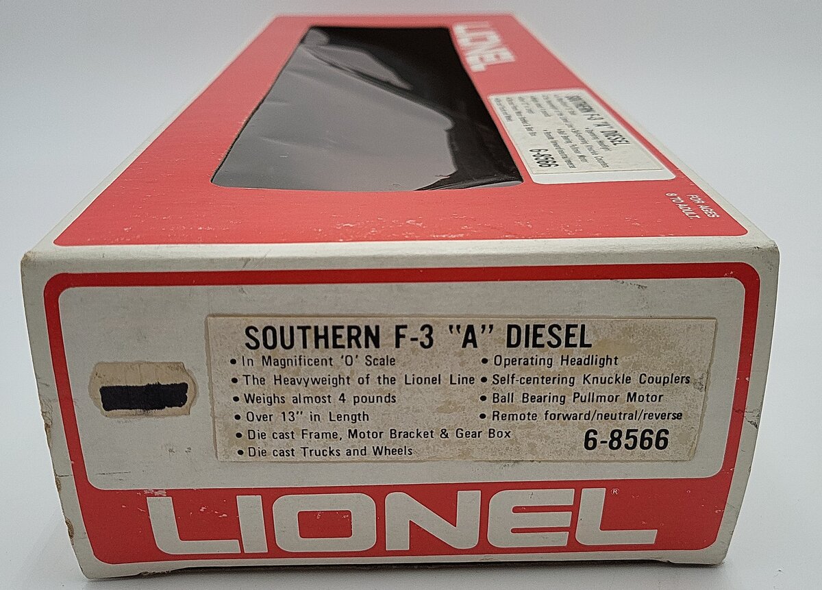 Lionel 6-8566 O Gauge Southern F-3 A Diesel Locomotive EX/Box