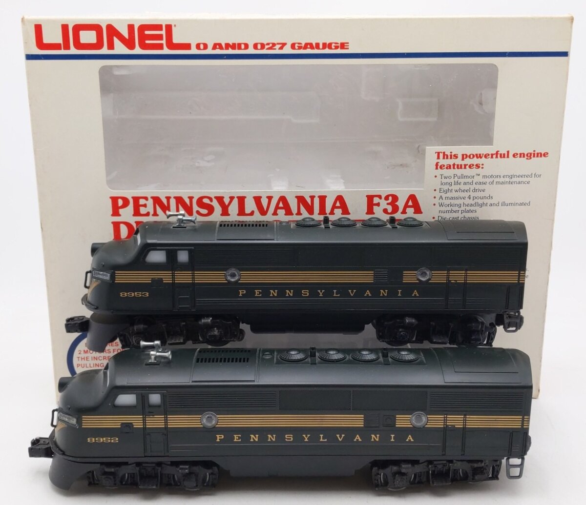 Lionel 6-8952 O Gauge Pennsylvania F-3 AA Diesel Locomotive Set EX/Box