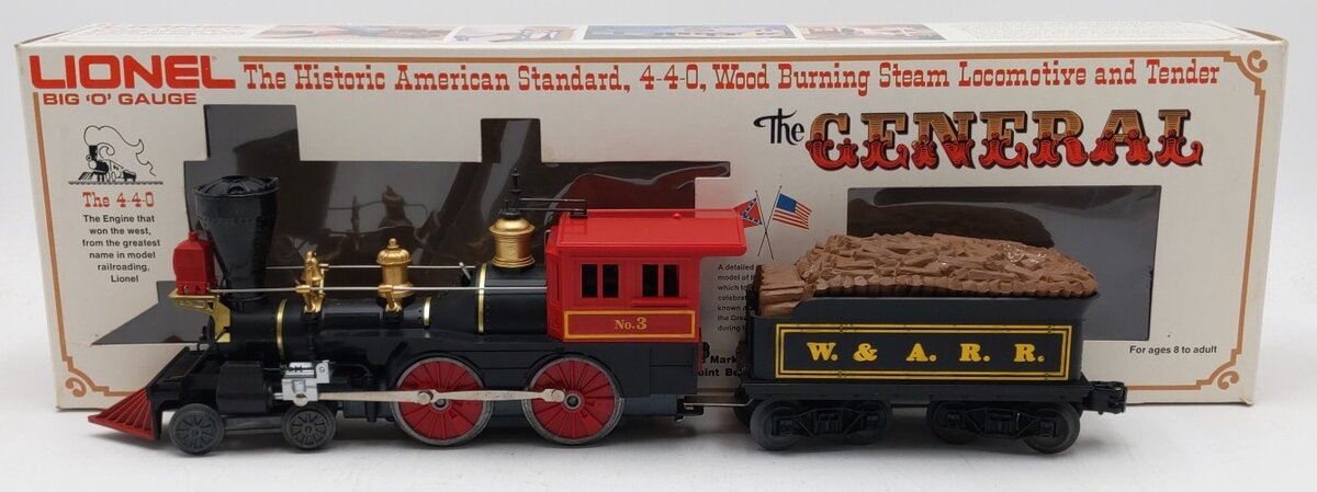 Lionel 6-8701 O Gauge W&ARR General 4-4-0 Steam Locomotive and Tender #3 EX/Box