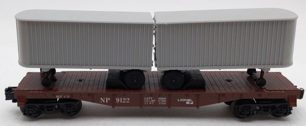 Lionel 6-9122 O Gauge Northern Pacific Flatcar w/Vans VG/Box