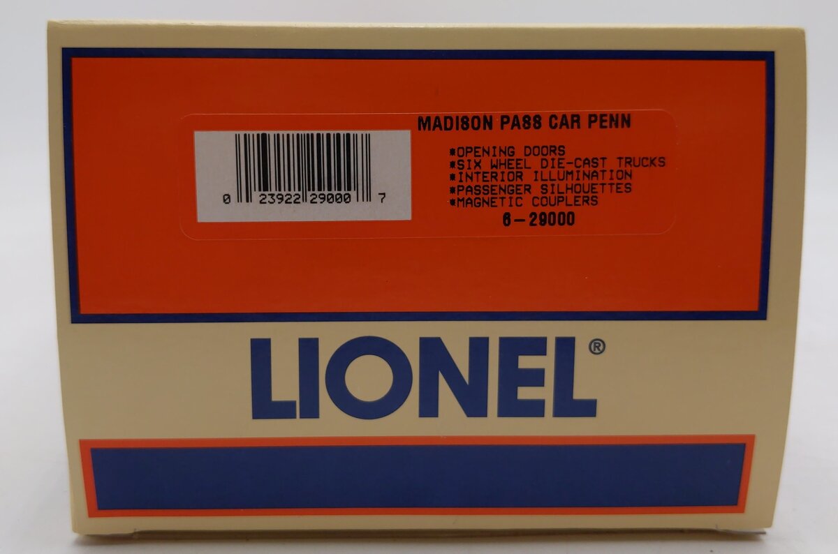Lionel 6-29000 O Gauge Pennsylvania RR "Caleb Strong" Madison Coach Car #2622 EX/Box