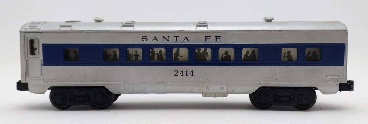 Lionel 2414 Vintage O Santa Fe Illuminated Blue Stripe Pullman Car VG