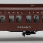 Lionel 6-19098 O Gauge Lionel Lines "Pagano" Passenger Car #2654 EX/Box