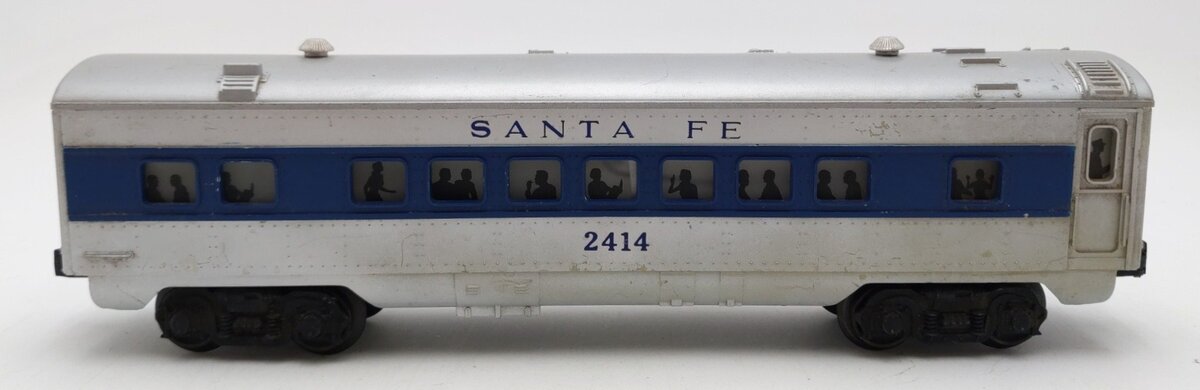 Lionel 2414 Vintage O Santa Fe Illuminated Blue Stripe Pullman Car VG