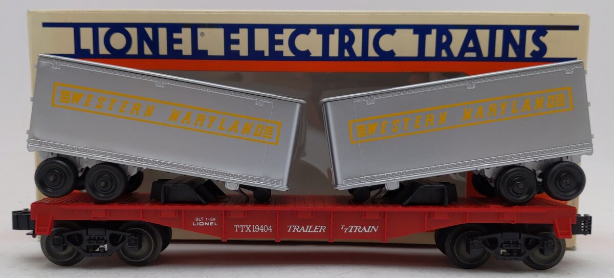 Lionel 6-19404 O Gauge Western Maryland Flatcar with Trailers #19404 EX/Box