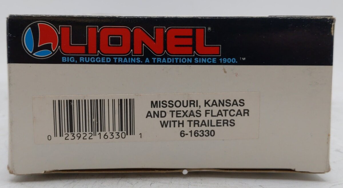 Lionel 6-16330 O Gauge Missouri, Kansas & Texas Flatcar w/ Trailers LN/Box