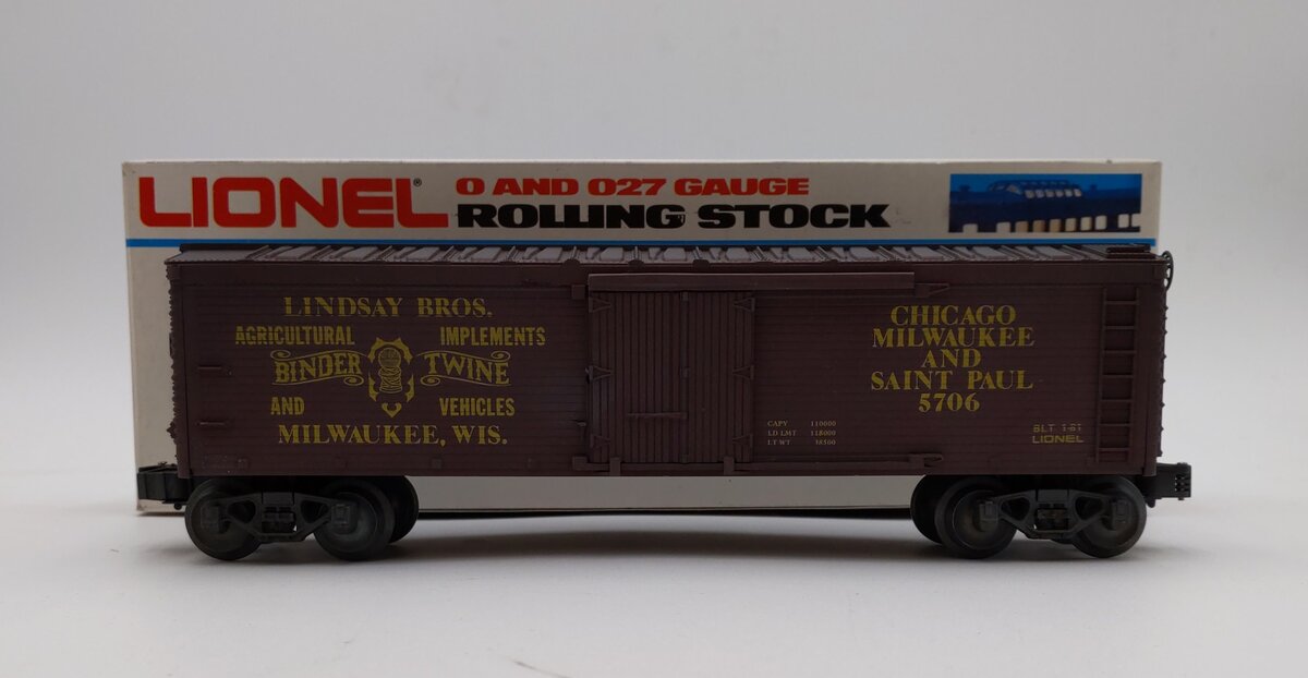 Lionel 6-5706 O Gauge MILW Lindsay Bros. Binder & Twine Reefer NIB