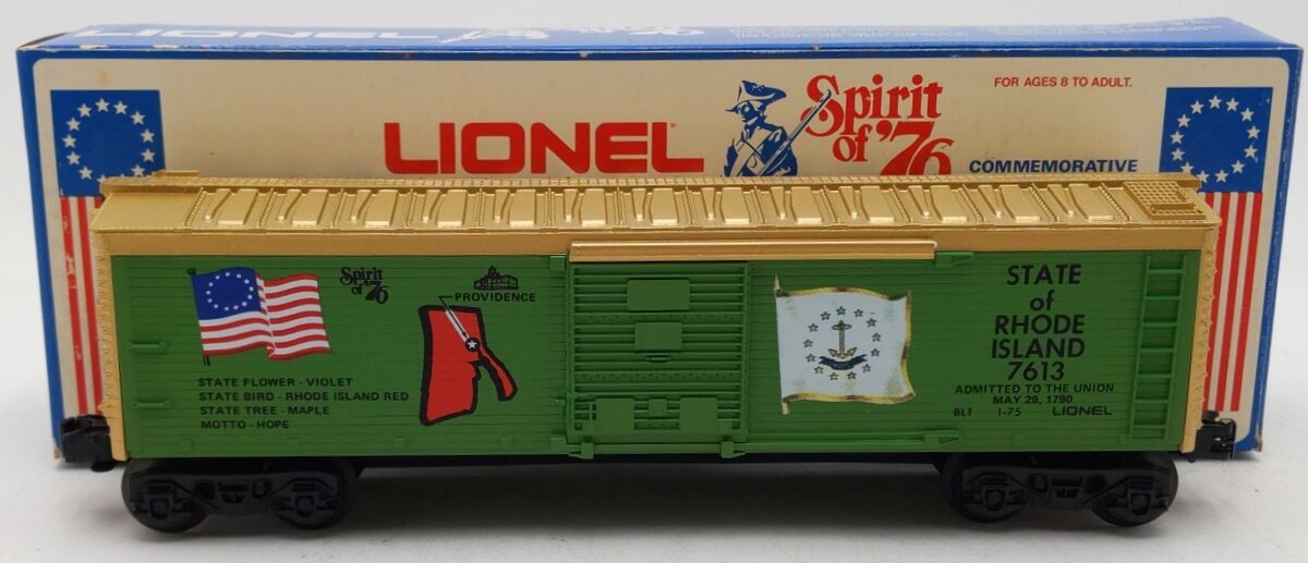 Lionel 6-7613 O Gauge Spirit of 76 State of Rhode Island Boxcar Commemorative LN/Box