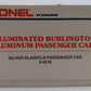 Lionel 6-9578 O Burlington "Silver Gladiola" Aluminum Passenger Car EX/Box