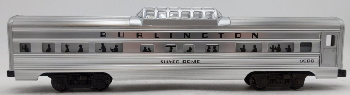 Lionel 6-9588 O Gauge Burlington Aluminum "Silver Dome" Vista Dome Passenger Car EX/Box