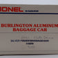 Lionel 6-9576 O Gauge Burlington "Silver Pouch" Aluminum Baggage Car EX/Box