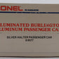 Lionel 6-9577 O Gauge Burlington "Silver Halter" Aluminum Passenger Coach EX/Box