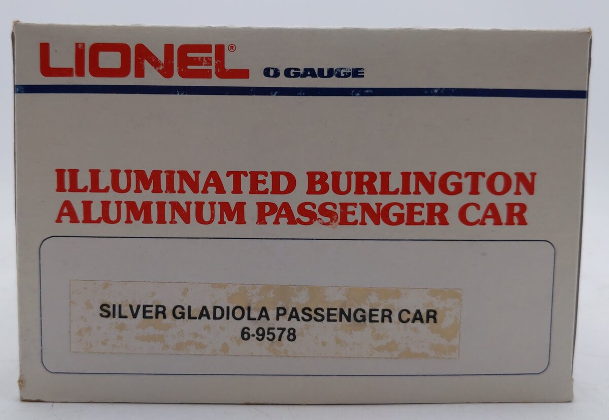 Lionel 6-9578 O Burlington "Silver Gladiola" Aluminum Passenger Car EX/Box