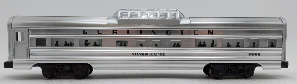 Lionel 6-9588 O Gauge Burlington Aluminum "Silver Dome" Vista Dome Passenger Car EX/Box