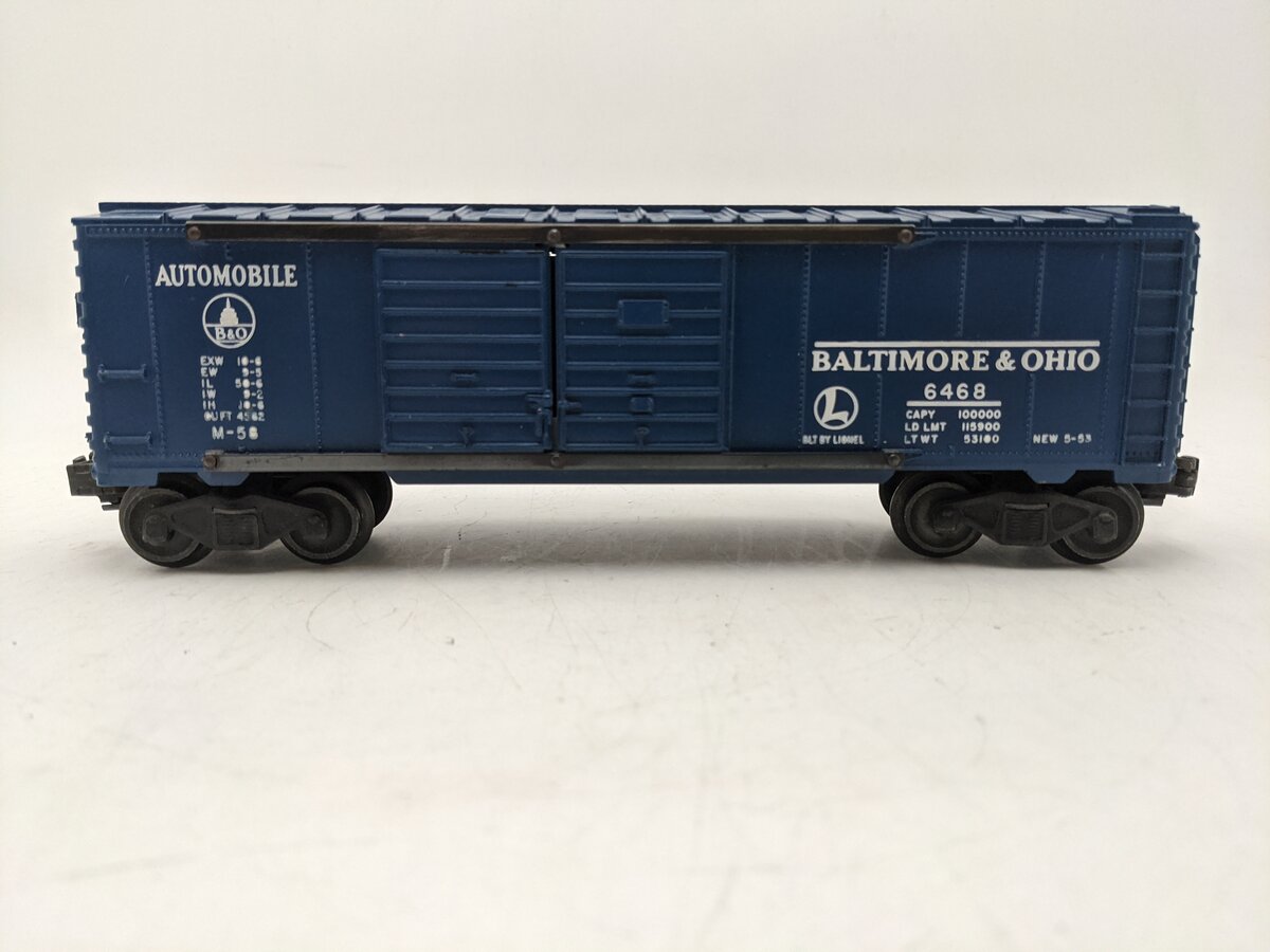 Lionel 6468 Vintage Postwar B&O Double Door Automobile Boxcar VG