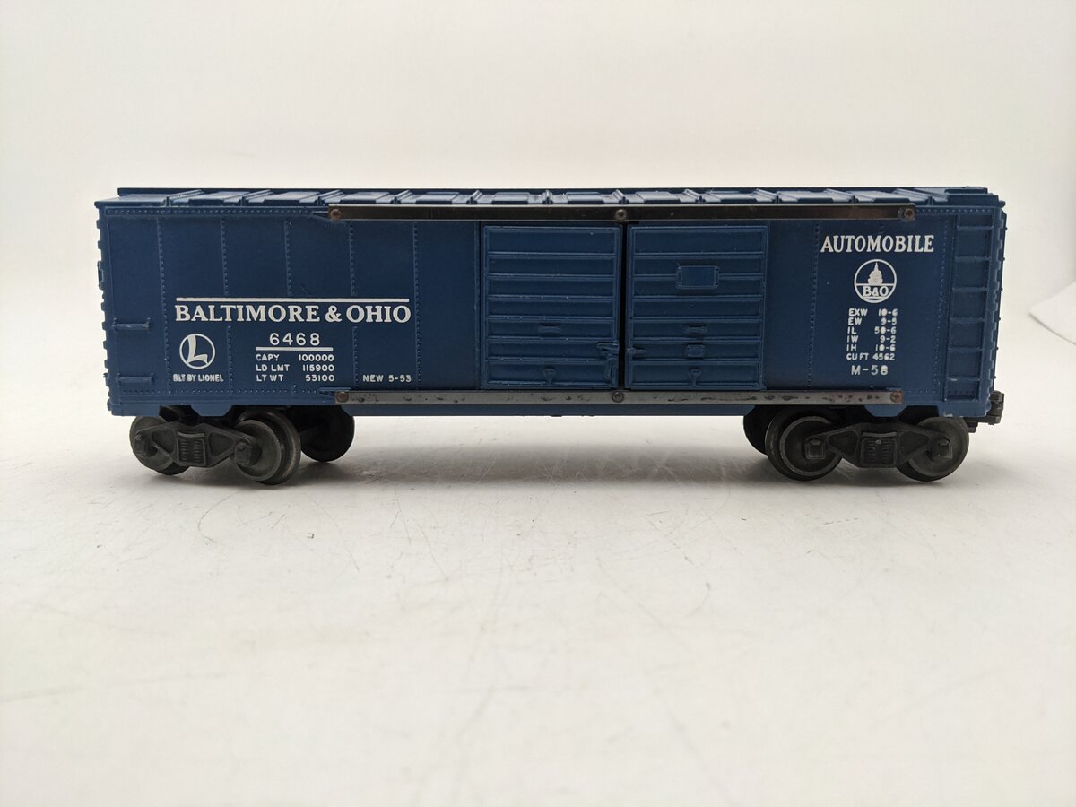 Lionel 6468 Vintage Postwar B&O Double Door Automobile Boxcar VG