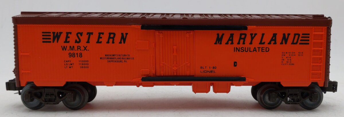 Lionel 6-9818 O Gauge Western Maryland Reefer Car VG/Box