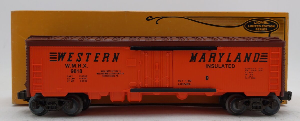 Lionel 6-9818 O Gauge Western Maryland Reefer Car VG/Box