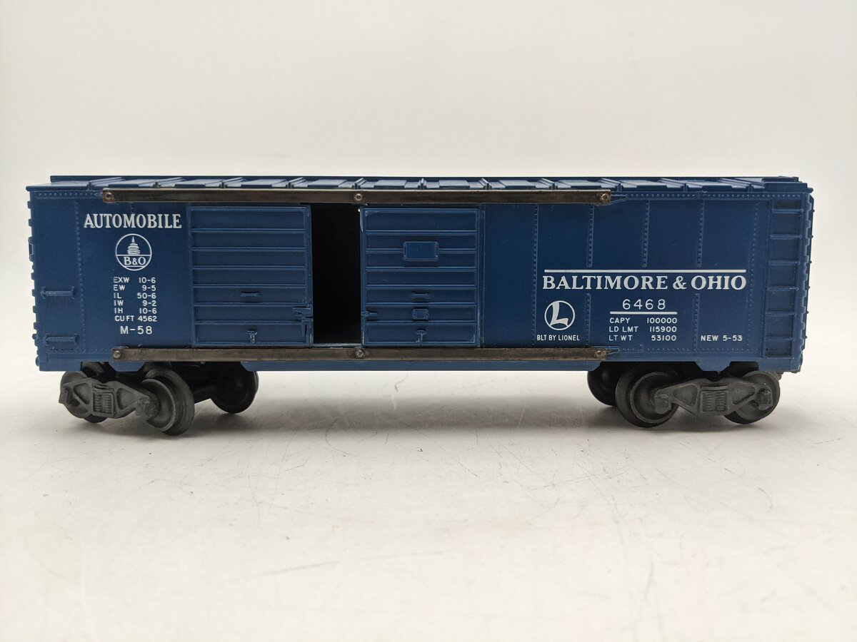 Lionel 6468 Vintage Postwar B&O Double Door Automobile Boxcar EX