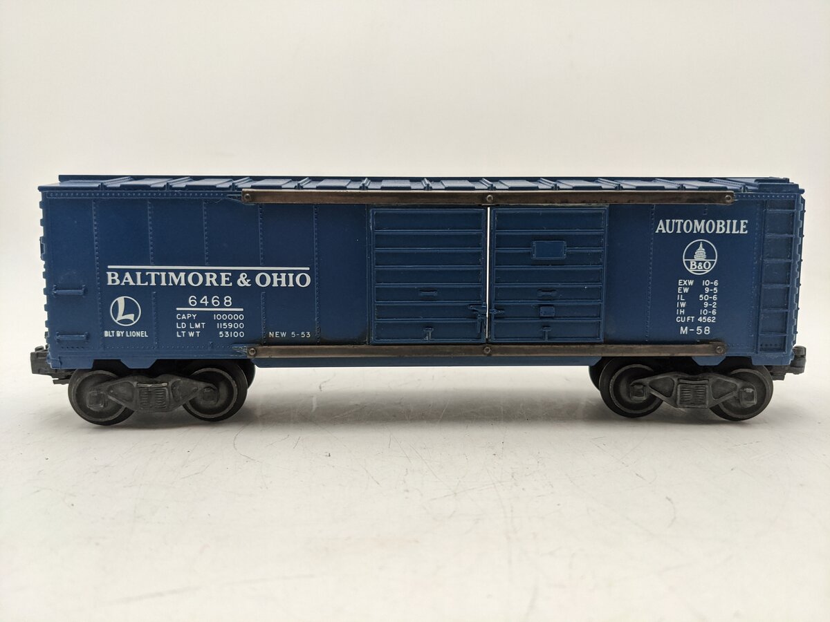 Lionel 6468 Vintage Postwar B&O Double Door Automobile Boxcar EX