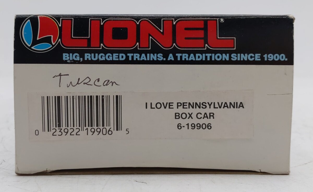 Lionel 6-19906 O Gauge I Love Pennsylvania Boxcar EX/Box