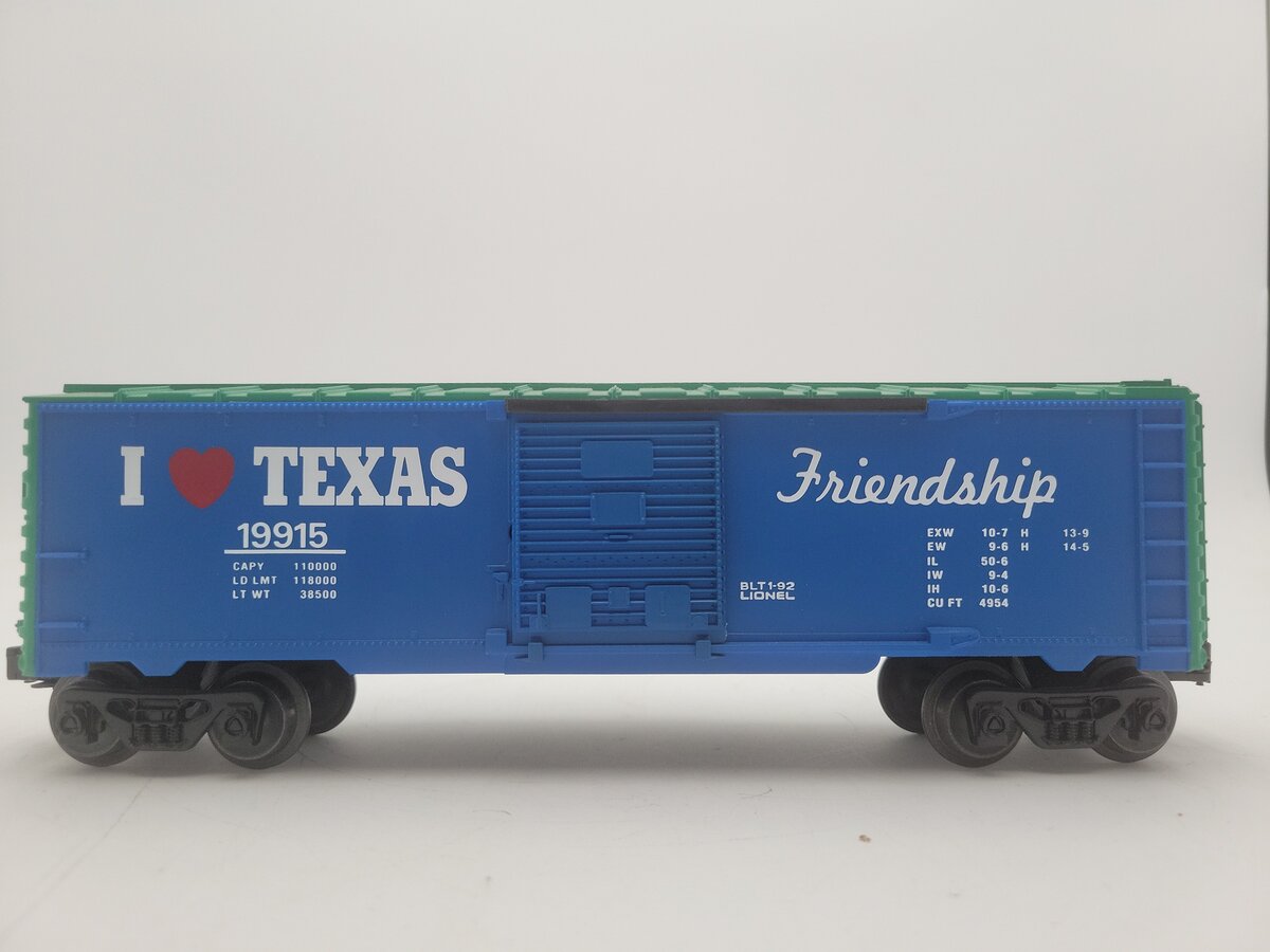 Lionel 6-19915 O Gauge I Love Texas Boxcar EX