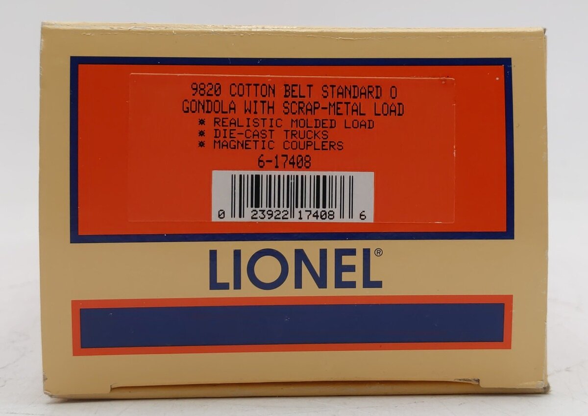 Lionel 6-17408 O Gauge Cotton Belt Gondola with Scrap Load #9820 LN/Box