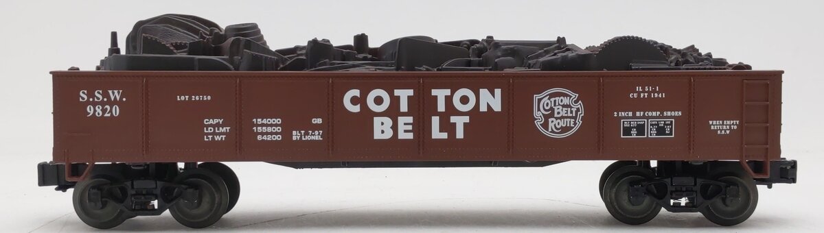 Lionel 6-17408 O Gauge Cotton Belt Gondola with Scrap Load #9820 LN/Box
