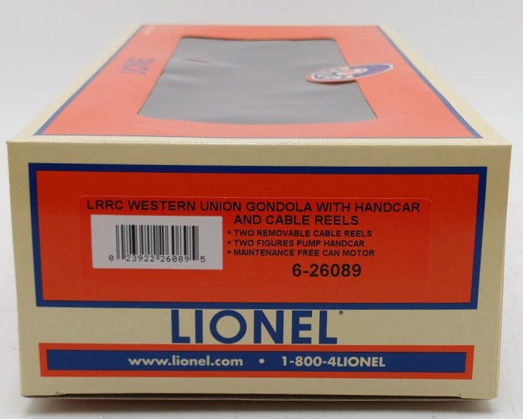 Lionel 6-26089 O Gauge LRRC Western Union Gondola w/Handcar & Cable Wheels NIB