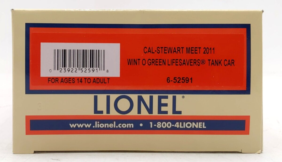 Lionel 6-52591 O Gauge Cal-Stewart Meet 2011 Wint O Green Lifesavers Tank Car LN/Box