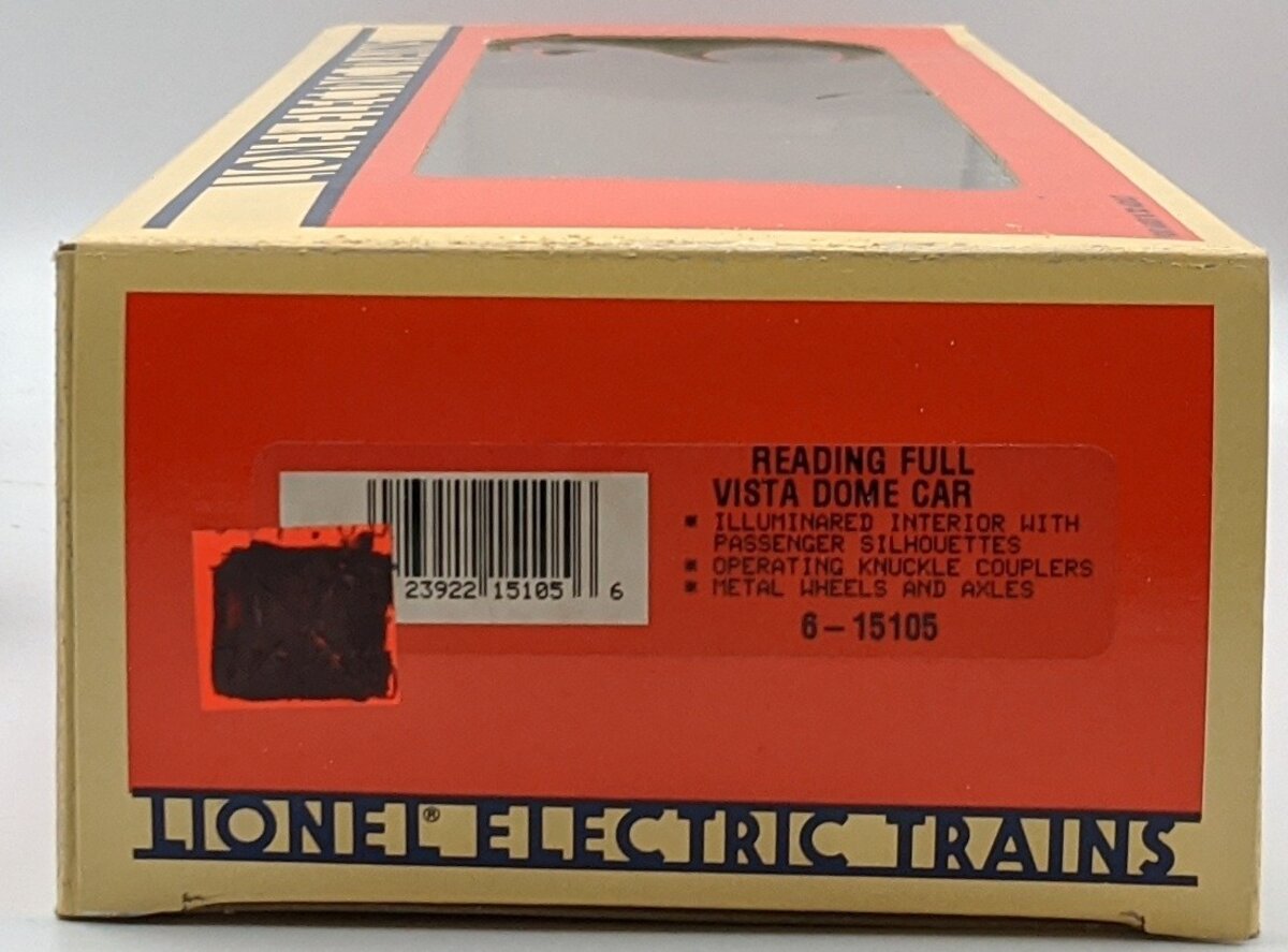 Lionel 6-15105 O Gauge Reading Full Vista Dome Passenger Car MT/Box