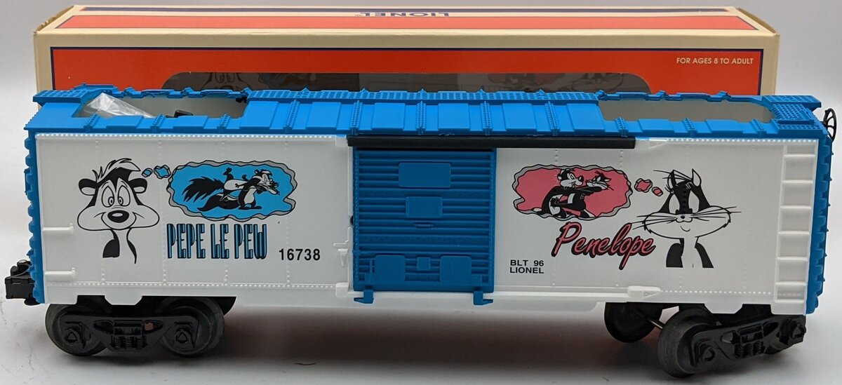 Lionel 6-16738 O Warner Bros Pepe Le Pew & Penelope Operating Boxcar EX/Box