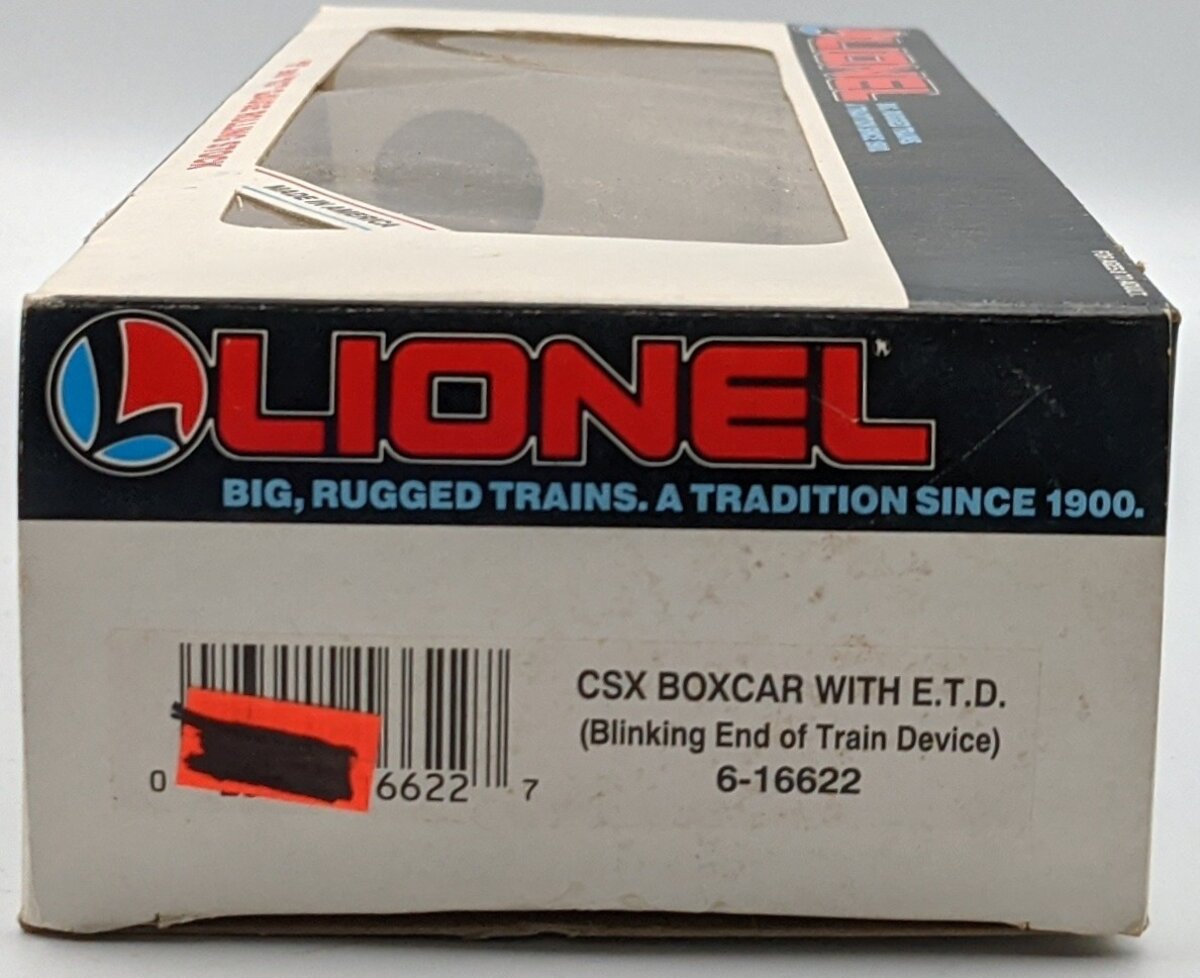 Lionel 6-16622 O Gauge CSX Boxcar with Red Flashing ETD MT/Box