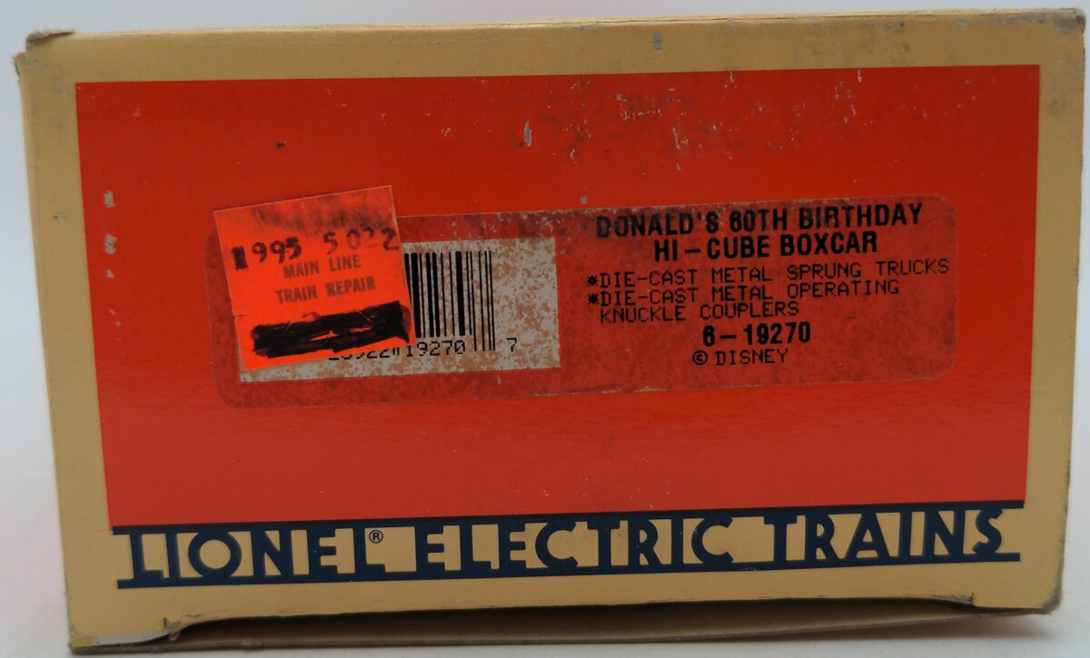 Lionel 6-19270 O Gauge Donald Duck 60th Birthday Boxcar EX/Box