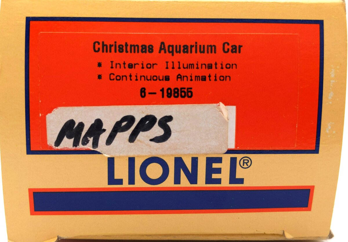 Lionel 6-19855 O Christmas Operating Aquarium Car EX/Box