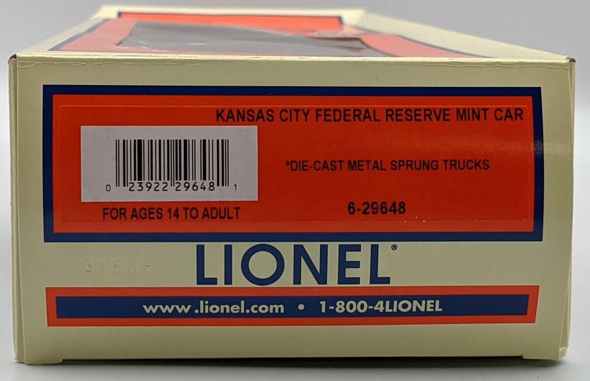 Lionel 6-29648 O Gauge Kansas City Federal Reserve Mint Car #6445 NIB