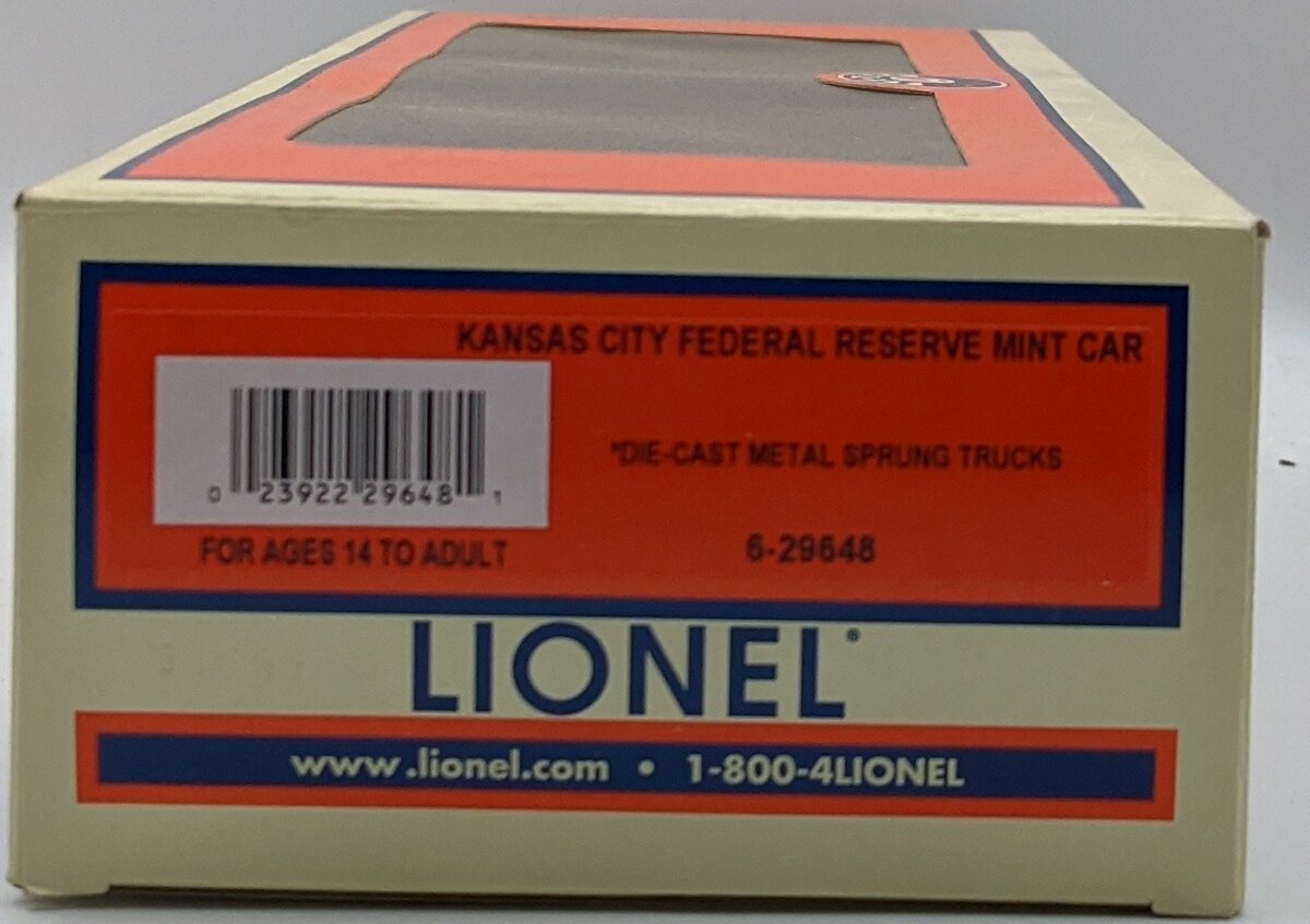 Lionel 6-29648 O Gauge Kansas City Federal Reserve Mint Car #6445 MT/Box