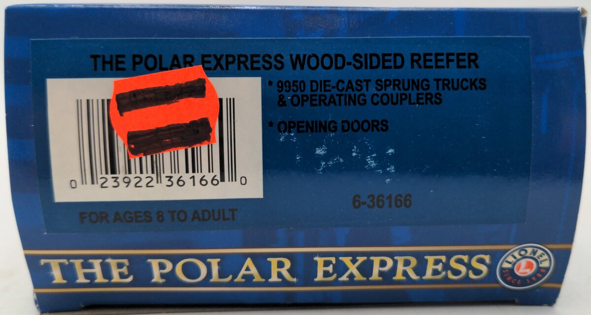 Lionel 6-36166 O Gauge Polar Express Wood-Sided Reefer LN/Box